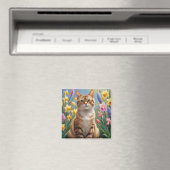 Bengal Kat Lentebloemen Schilderij Magneet (Insitu (Vaatwasser))