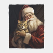 Bengal Kat met Sinterklaas Festive Kerstmis Fleece Deken (Voorkant)