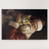 Bengal Kat met Sinterklaas Festive Kerstmis Legpuzzel (Horizontaal)