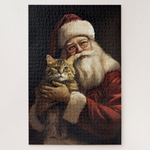 Bengal Kat met Sinterklaas Festive Kerstmis Legpuzzel