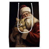 Bengal Kat met Sinterklaas Festive Kerstmis Medium Cadeauzakje (Achterkant)