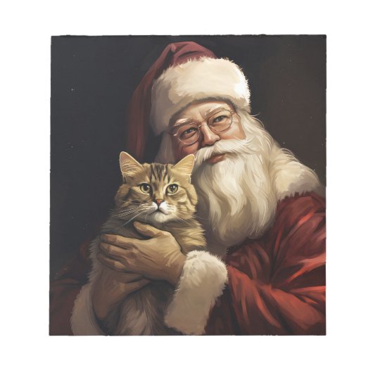Bengal Kat met Sinterklaas Festive Kerstmis Notitieblok (Voorkant)
