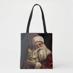 Bengal Kat met Sinterklaas Festive Kerstmis Tote Bag