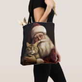 Bengal Kat met Sinterklaas Festive Kerstmis Tote Bag (Dichtbij)