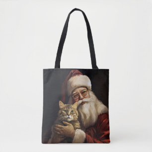 Bengal Kat met Sinterklaas Festive Kerstmis Tote Bag