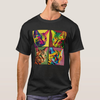 Bengal Kat Pop Illustratie Kleurrijk Dier Vrouwen  T-shirt