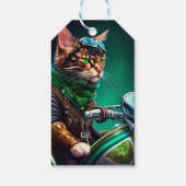 Bengal kat rijdt op fiets St. Patrick's Day Cadeaulabel (Achterkant)