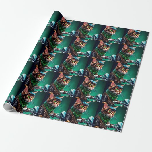 Bengal kat rijdt op fiets St. Patrick's Day Cadeaupapier (Uitgerold)