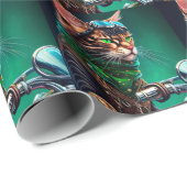 Bengal kat rijdt op fiets St. Patrick's Day Cadeaupapier (Rol Hoek)
