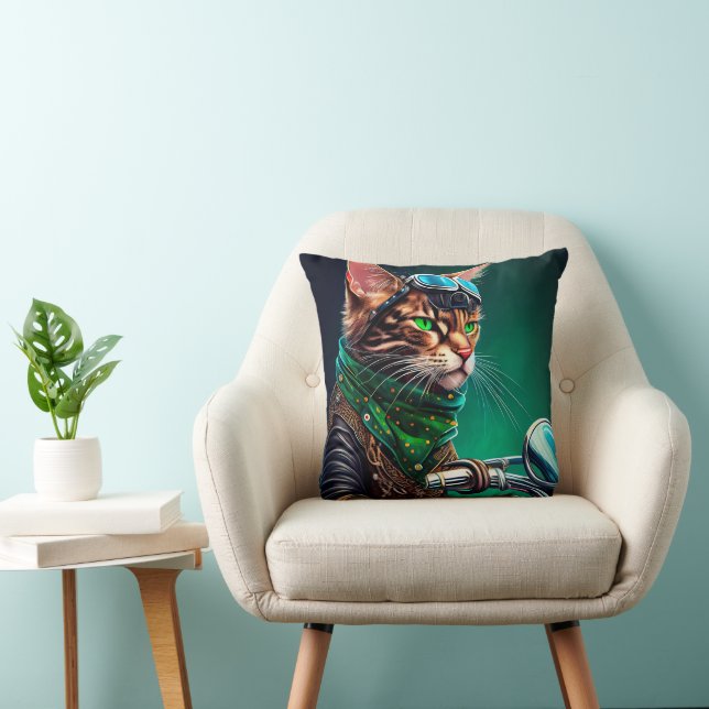 Bengal kat rijdt op fiets St. Patrick's Day Kussen (Stoel)