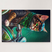 Bengal Kat rijdt op fiets St. Patrick's Day Legpuzzel (Horizontaal)