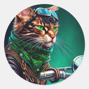 Bengal Kat rijdt op fiets St. Patrick's Day Ronde Sticker