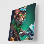 Bengal kat rijdt op fiets St. Patrick's Day Vierkante Klok (Hoek)