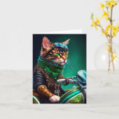 Bengal kat rijdt op motorfiets St. Patrick's Day Kaart (Gele Bloem)