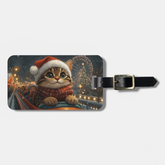 Bengal Kat Roller Coaster Kerstmis Bagagelabel (Voorkant horizontaal)