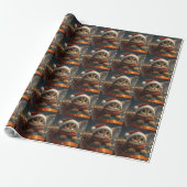 Bengal Kat Roller Coaster Kerstmis Cadeaupapier (Uitgerold)