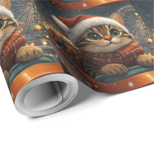 Bengal Kat Roller Coaster Kerstmis Cadeaupapier (Rol Hoek)