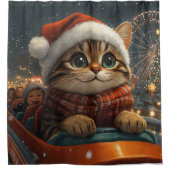 Bengal Kat Roller Coaster Kerstmis Douchegordijn (Voorkant)
