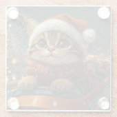 Bengal Kat Roller Coaster Kerstmis Glazen Onderzetter (Achterkant)