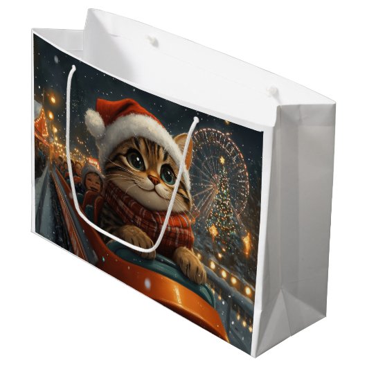 Bengal Kat Roller Coaster Kerstmis Groot Cadeauzakje (Voorkant Gekanteld)
