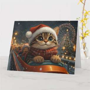Bengal Kat Roller Coaster Kerstmis Kaart