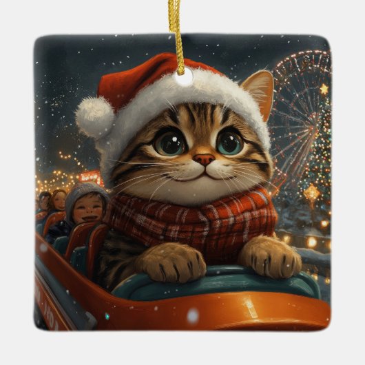 Bengal Kat Roller Coaster Kerstmis Keramisch Ornament (Voorkant)