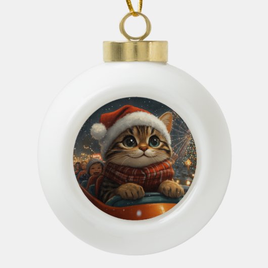 Bengal Kat Roller Coaster Kerstmis Keramische Bal Ornament (Voorkant)