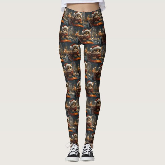 Bengal Kat Roller Coaster Kerstmis Leggings (Voorkant)