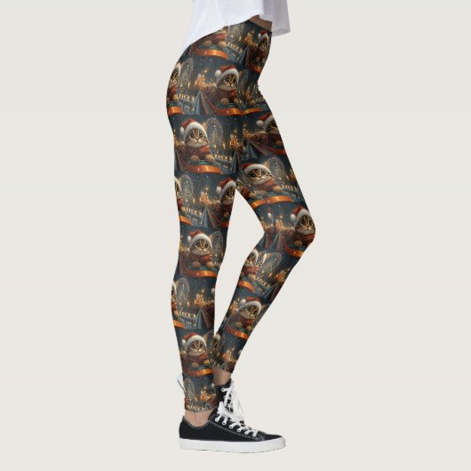 Bengal Kat Roller Coaster Kerstmis Leggings (Rechts)