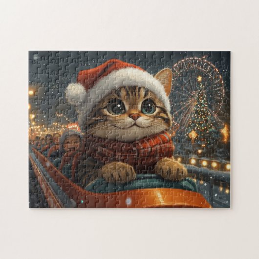 Bengal Kat Roller Coaster Kerstmis Legpuzzel (Horizontaal)