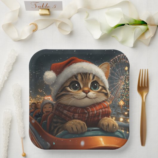 Bengal Kat Roller Coaster Kerstmis Papieren Bordje (Huwelijk)