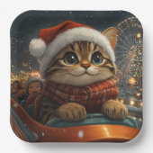 Bengal Kat Roller Coaster Kerstmis Papieren Bordje (Voorkant)