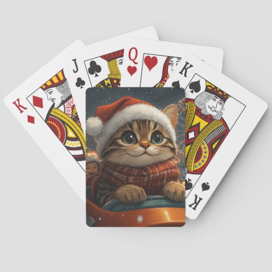 Bengal Kat Roller Coaster Kerstmis Pokerkaarten (Achterkant)