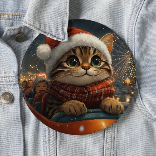 Bengal Kat Roller Coaster Kerstmis Ronde Button 6,0 Cm (In situ)