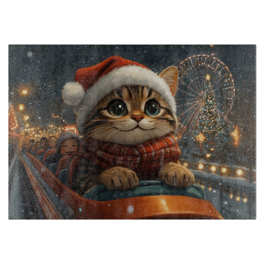 Bengal Kat Roller Coaster Kerstmis Snijplank (Voorkant)