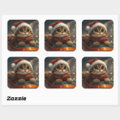 Bengal Kat Roller Coaster Kerstmis Vierkante Sticker (Vel)
