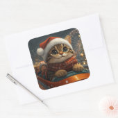 Bengal Kat Roller Coaster Kerstmis Vierkante Sticker (Envelop)