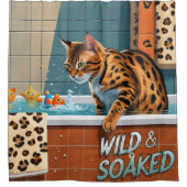 Bengal Kat Slordig Slaperig Schattig Grappig  Douchegordijn (Voorkant)