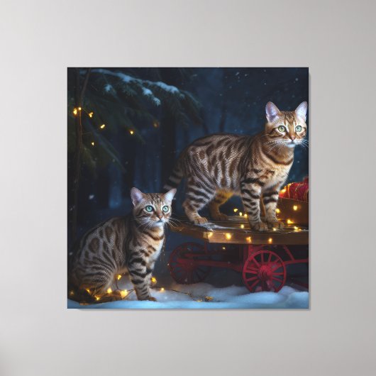 Bengal Kat Sneeuwrijke slee-rit Kerst Decoratie (Voorkant)