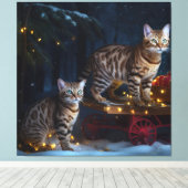 Bengal Kat Sneeuwrijke slee-rit Kerst Decoratie (Insitu (Houten vloer))