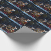 Bengal Kat Sneeuwrijke slee-rit Kerstdecoratie  Cadeaupapier (Hoek)