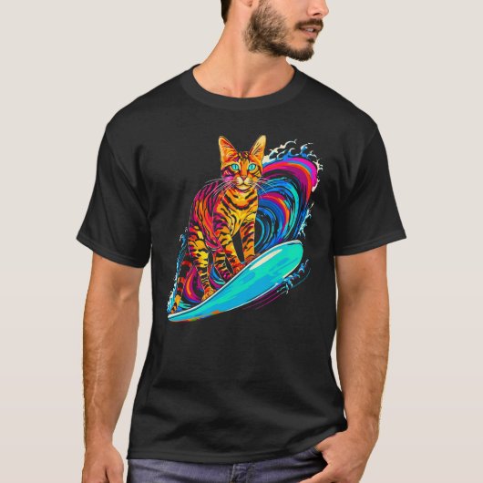 Bengal Kat Surfer T-shirt (Voorkant)