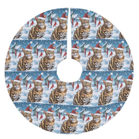 Bengal Kat Winter Wonderland Kerstvreugde Kerstboom Rok (Voorkant)