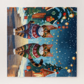 Bengal Katten Kerst Sneeuw Vakantie Legpuzzel (Horizontaal)