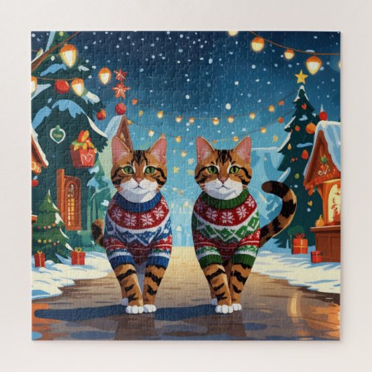 Bengal Katten Kerst Sneeuw Vakantie Legpuzzel (Verticaal)