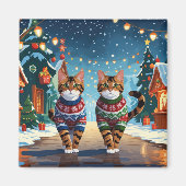 Bengal Katten Kerst Sneeuw Vakantie Magneet (Voorkant)