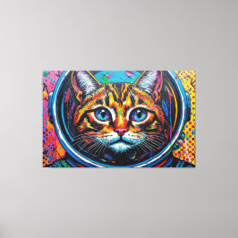 BENGAL KATTIN IN DE RUIMTE-5 CANVAS AFDRUK