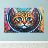 BENGAL KATTIN IN DE RUIMTE-5 CANVAS AFDRUK (Insitu (Houten vloer))
