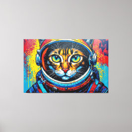 BENGAL KATTIN IN DE RUIMTE CANVAS AFDRUK