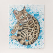 Bengal Kitten Blue Splash-waterverf Legpuzzel (Verticaal)